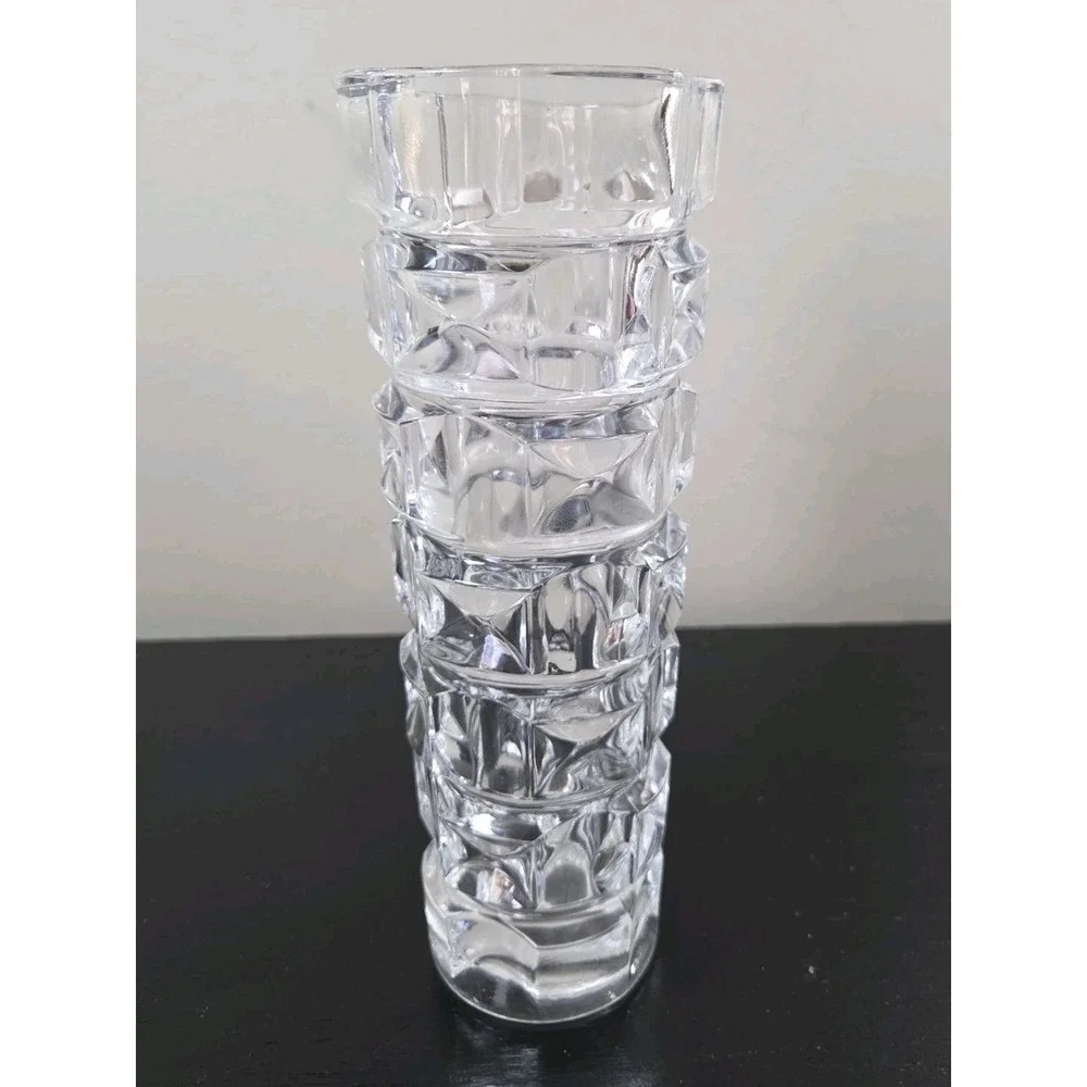 MCM French Cristal D'Arques Heavy Crystal Block Cut Vase 8.5